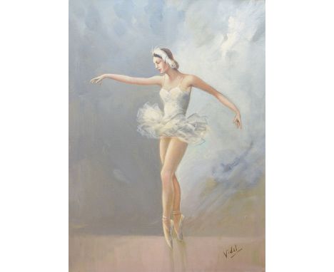 Gustave Vidal (French 1895-1966) - Oil on canvas - 'Ballerina', signed lower right, 39cm x 28.5cm, framed, Artist Resale Righ