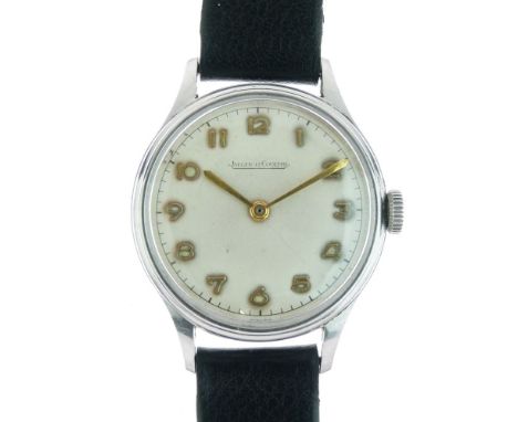 Jaeger - LeCoultre - Gentleman's stainless steel manual wind wristwatch, the signed cream dial having gold Arabic numerals an