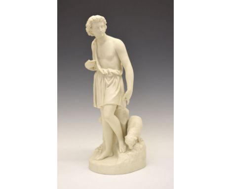 Victorian Copeland parian ware figure of a shepherd boy, by L.A. Malembré, made for the Ceramic and Crystal Palace Art Union 