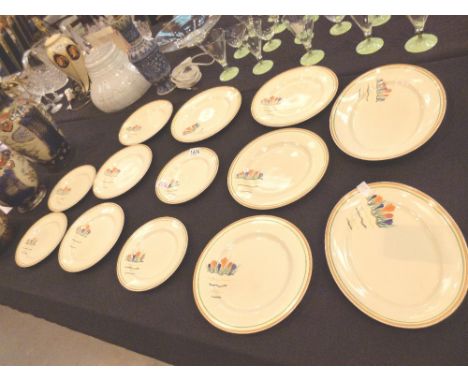 Thirteen Clarice Cliff plates 