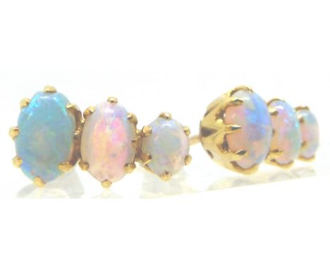 9ct gold opal three stone earrings