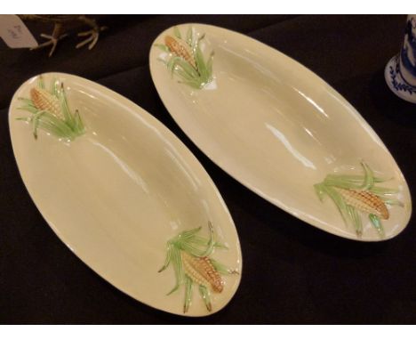 Clarice Cliff pair of Corn on the Cob bowls