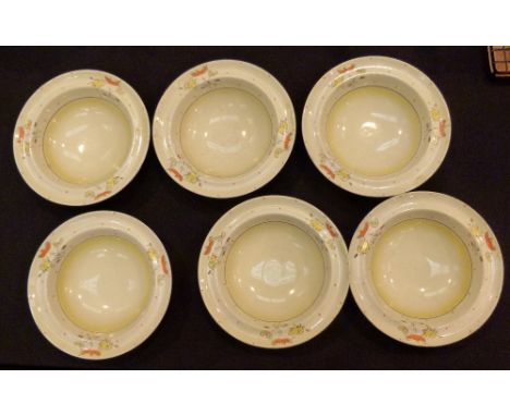 Clarice Cliff set of six floral design bizarre desert bowls