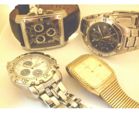 Four gents wristwatches, Louis Amden, Krug Bauman, Citizen chronogrpah and Rotary quartz 
