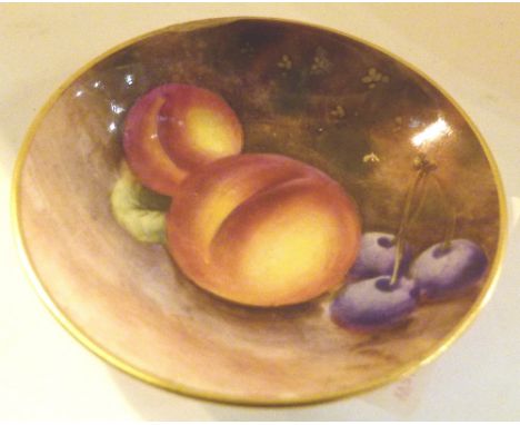 Royal Worcester Fallen Fruits pin dish, signed, D: 7.5 cm 