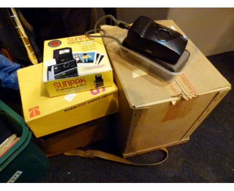 Assorted lot including a Eumig film projector, Ricoh camera, Kodak instant camera with flash unit and a cased Kopil IIA Japan