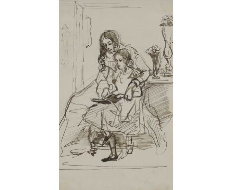 Sir Francis Grant PRA (1803-1878) A drawing of a mother and child readingpen and ink18 x 11cm;with a 'Portrait of Mrs Strutt 