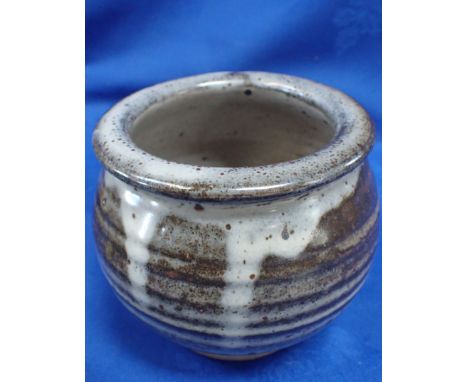 A LEACH POTTERY ST IVES POT with the pottery seal mark, 12cm high x 13cm diameter 