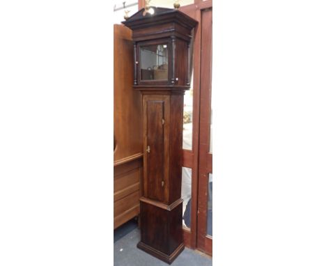 AN 18TH CENTURY OAK LONGCASE CLOCK CASE (ONLY) to take a 26cm dial (restored)