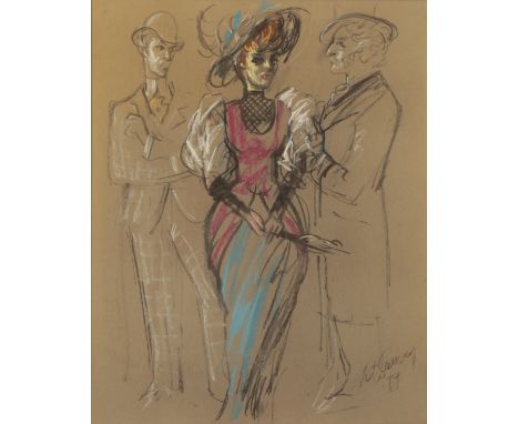 *PETER CUMMING (1916-1993) 'Edwardian Costume' figure studies, signed and dated '79 lower right, pastel on buff paper, 63 x 5