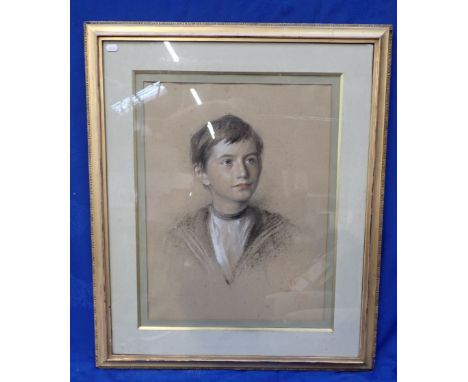 PORTRAIT OF A BOY,MONOGRAM LCD Finely drawn in pastel of a boy in a sailor suit, dated 11 September 1889, 70 x 84cm 