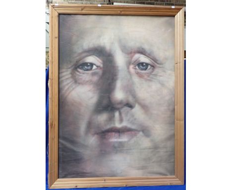 A LARGE PORTRAIT OF AN ELDERLY FACE Oil on canvas, 110 x 147.5cm