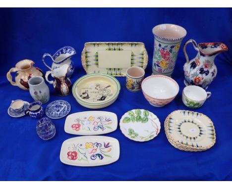 A 'PINDAR THE PANDA' NURSERY DISH, POOLE VASE miniature Wedgwood cup and saucer, and other ceramics