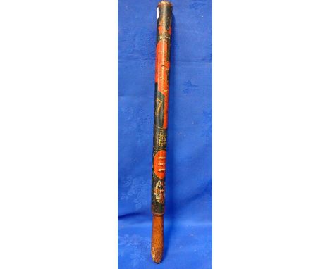 A DECORATED HEAVY WOODEN TIPSTAFF 60cms length