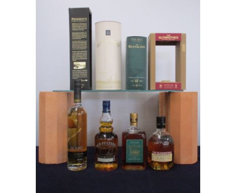 1 bt Penderyn Welsh Malt Whisky 46% oc 1 bt Old Pulteney 12 YO Highland Malt Whisky 40% original tube 1 bt Bennachie 17 YO Sp