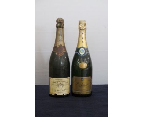 1 bt Krug Private Cuvée Extra Sec 1955 Aged/sl torn, sl foil damage, level with neck label 1 bt Oudinot Brut 2001 (M&amp;S) s