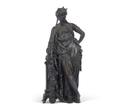 Henri Etienne Dumaige hollow bronze study of a classical maiden 60cm tall