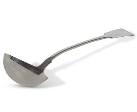 Early Victorian soup ladle in fiddle pattern with oval bowl, 34cm long London 1837 by William Eaton, 308g