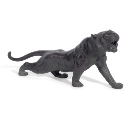 Japanese Meiji bronze model of a roaring Tiger 50cm