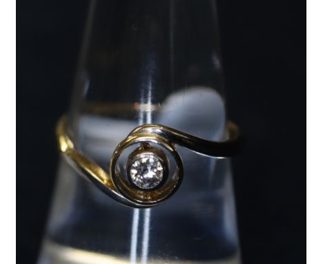 A yellow metal diamond solitaire ring. 2.2g approx.(B.P. 24% incl. VAT)