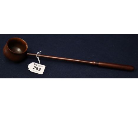 Treen - turned wooden brandy ladle or toddy ladle in mahogany and yew wood. (B.P. 24% incl. VAT) CONDITION REPORT: The bowl o