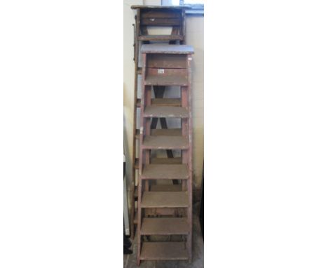 Two vintage painted folding step ladders. (B.P. 24% incl. VAT)