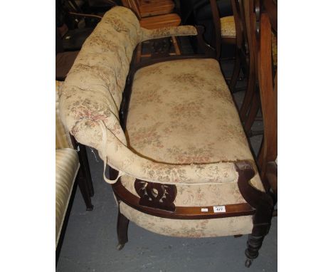 Edwardian mahogany button back upholstered two seater sofa.(B.P. 24% incl. VAT)