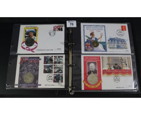 Great Britain collection of Mercury coin/stamp First Day covers in black Stanley Gibbons album 1994 to 2001 period.(B.P. 24% 