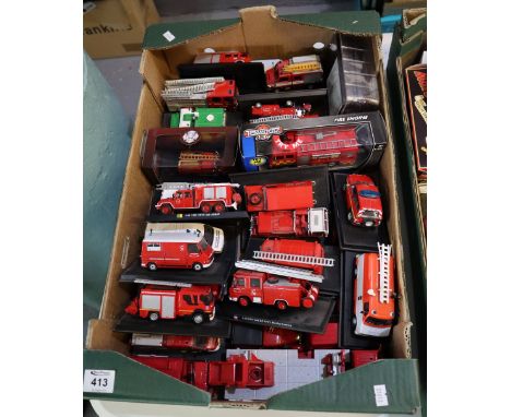 Box of assorted diecast model vehicles, all fire related, some in original boxes. (B.P. 24% incl. VAT)