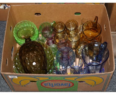 Box of clear and coloured glassware. (B.P. 24% incl. VAT)