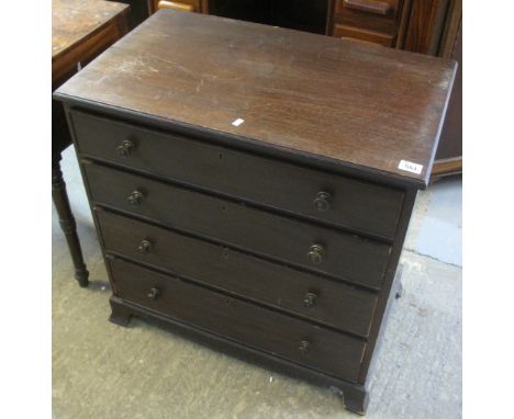 Small mahogany straight front chest of four drawers on bracket feet. (B.P. 24% incl. VAT) CONDITION REPORT: 20th century. Gen