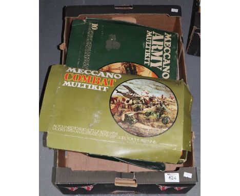 Meccano army multi-kit, together with a Meccano combat multi-kit and an electric fan and motor in original box. (B.P. 24% inc