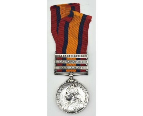 Victorian Queens South Africa Medal impressed to 1526 Pte J Collett, Worcester Regiment with Wittebergen, Transvaal and Cape 