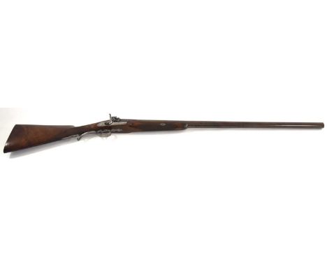 19th century Percussion 8-bore fowling gun by G Burdess , 34inch Damascus Spanish form barrel, engraved with maker name to ba