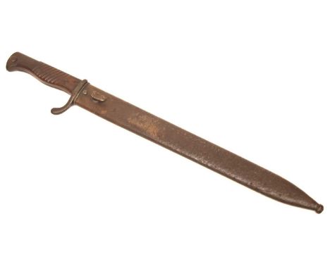 First World War Imperial German 1898/05 model 2nd pattern 'Butchers' sawback k98 bayonet and scabbard 1915 dated. made by Waf