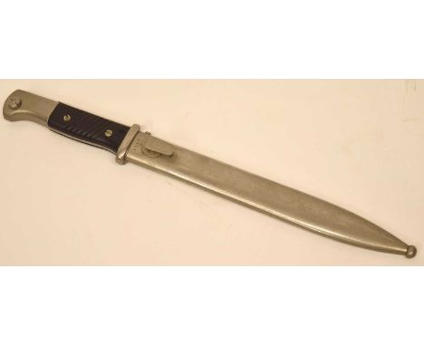 Third Reich German Matching K98 Bayonet with Red Bakerlite grips and scabbard stamped 43 cqh indicating production by Clemen 