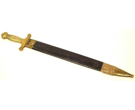 French 1831 pattern artillery short sword with Jean to ricasso, brass hilt and serial numbers to crossguard stamped 115 and l