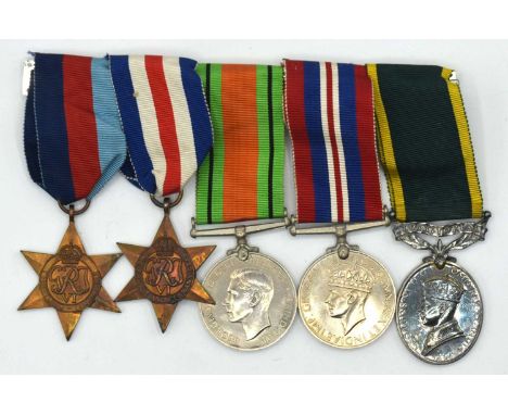 Second World War British Medal Group of five medals comprising of 1939-45 Star, France and Germany Star, Defence Medal, 1939-
