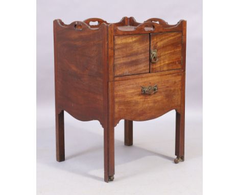 A mahogany tray top bedside commode, last quarter 19th century, 79cm high, 54cm wide, 48cm deepCondition Report:  the top wit