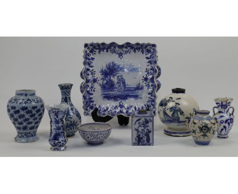AMENDMENT: Please note, only the initially described Dutch Delftware vase is 18th century, the remaining items are later in a