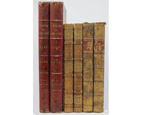 A group of large decorative leather bound volumes, to include: L' Eneide di Virgilio, recata in versi Italiani da Annibal Car