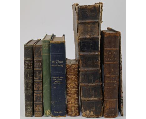 A group of decoratively leather and cloth bound books, to include: E. Chambers, F.R.S, Cyclopaedia: or, an Universal Dictiona