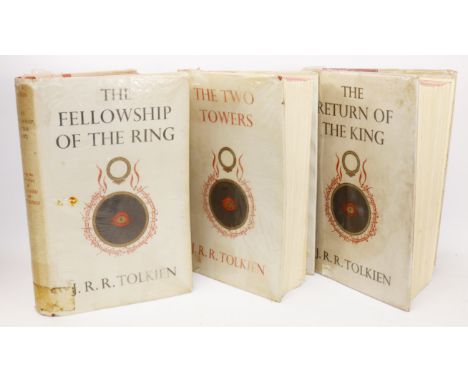 Lord of The Rings Trilogy, by J R R Tolkien comprising Fellowship of The Ring, Two Towers & Return of The King, First Edition