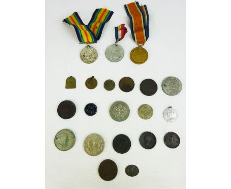  Hull Lead Works Token & Union Copper Co. both 1812, Quebec Bank Token, 1852, WWII pair to Pte. W. Bloxham, E York R, and var