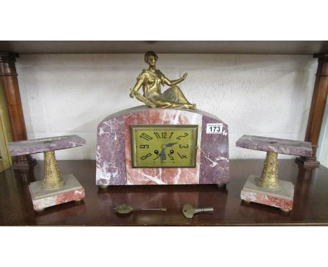Art Deco clock garniture - Mathdrel Dufour