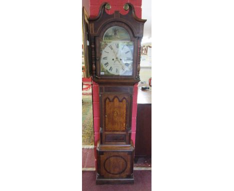 Working early long case 8 day clock by W Dawson of Tunstall (H:218cm)
