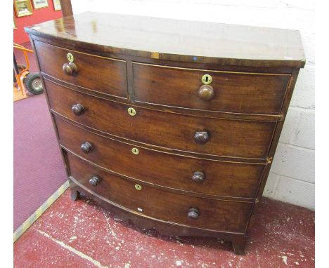 Victorian bow front chest of 2 over 3 drawers