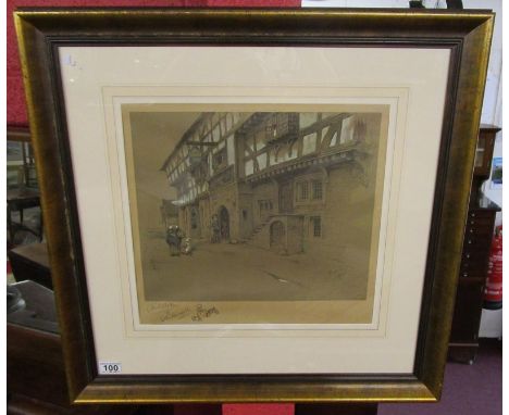 Cecil Aldin - Signed print entitled George Inn at Norton St. Philip, Somerset. Signed in pencil with dedication to S B Russel