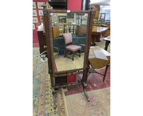 Victorian Mahogany dressing mirror with extending candle stick and shelf (H: 152cm)