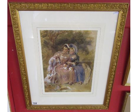 Watercolour 'The Sisters' by Fredrick Tayler R W S 1802 to 1889